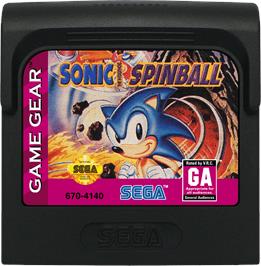 Cartridge artwork for Sonic Spinball on the Sega Game Gear.