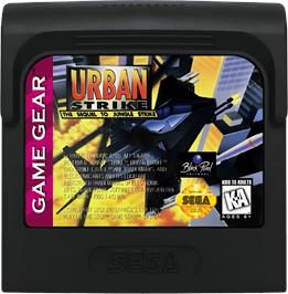 Cartridge artwork for Urban Strike on the Sega Game Gear.