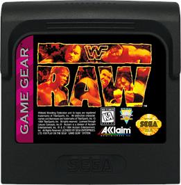 Cartridge artwork for WWF Raw on the Sega Game Gear.