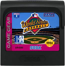 Cartridge artwork for World Series Baseball on the Sega Game Gear.