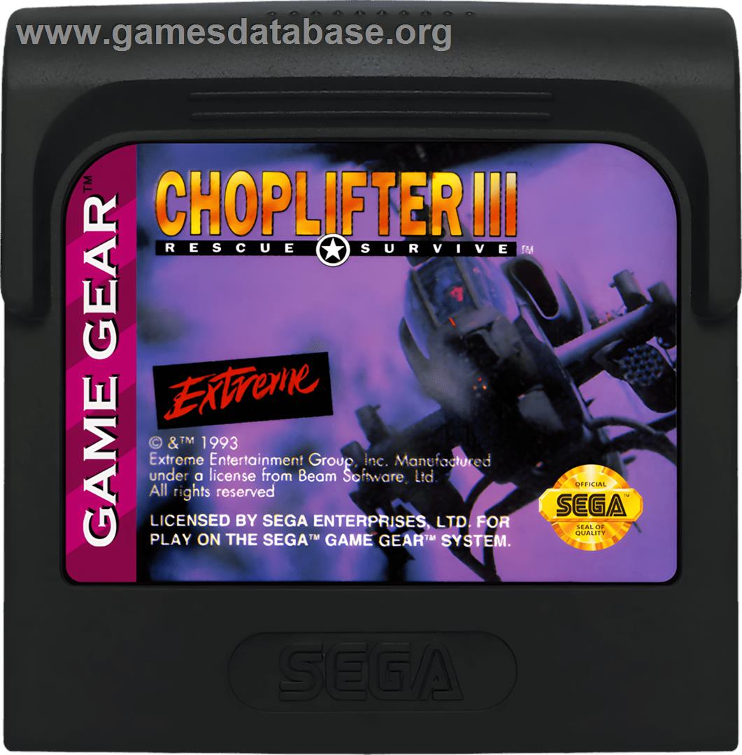 Choplifter 3 - Sega Game Gear - Artwork - Cartridge