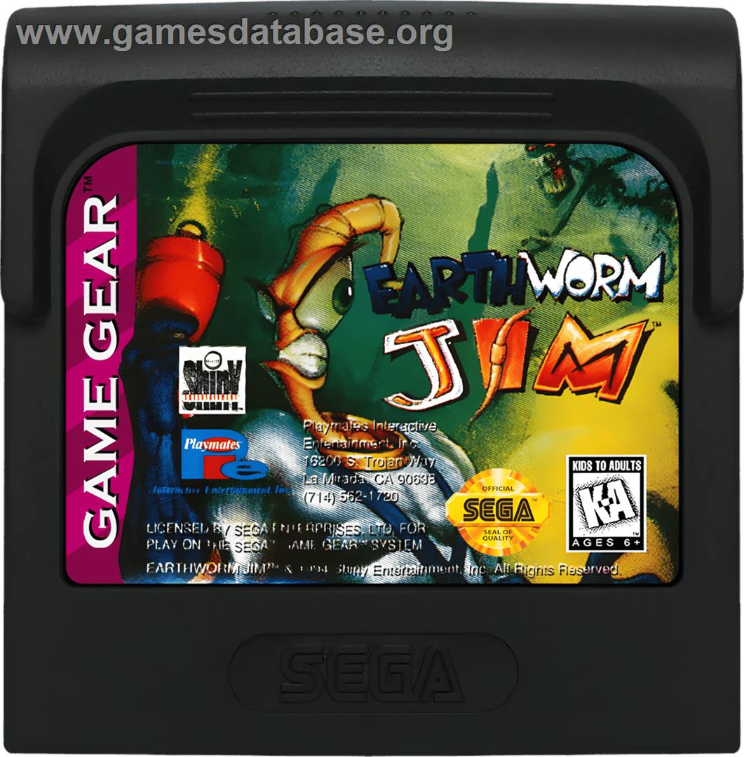 Earthworm Jim - Sega Game Gear - Artwork - Cartridge