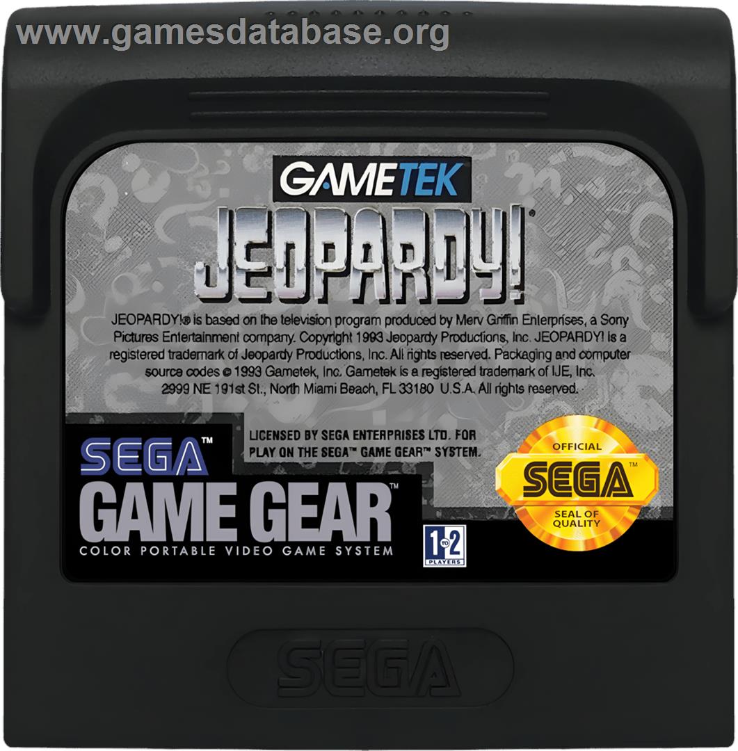 Jeopardy! - Sega Game Gear - Artwork - Cartridge