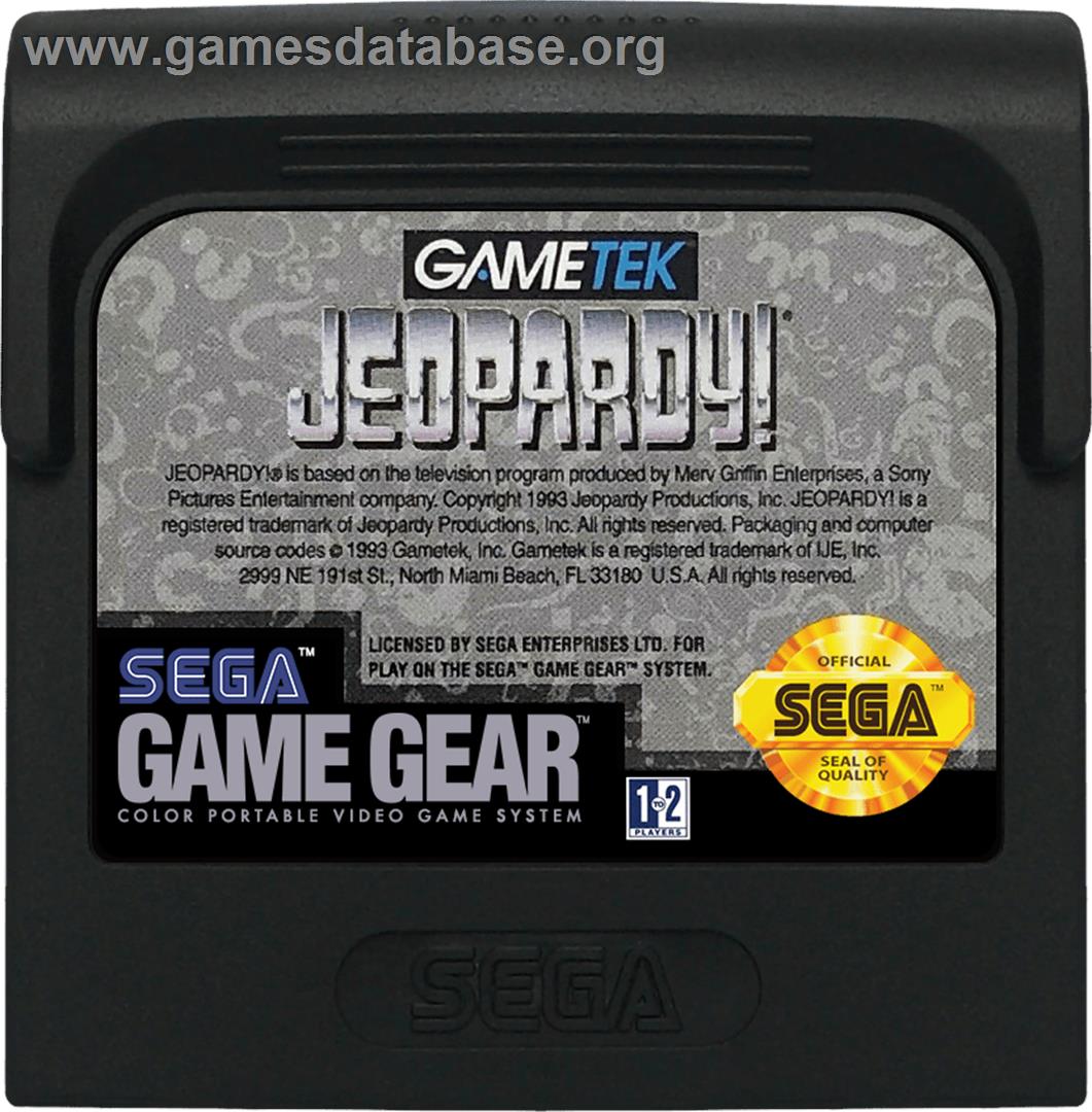 Jeopardy - Sega Game Gear - Artwork - Cartridge