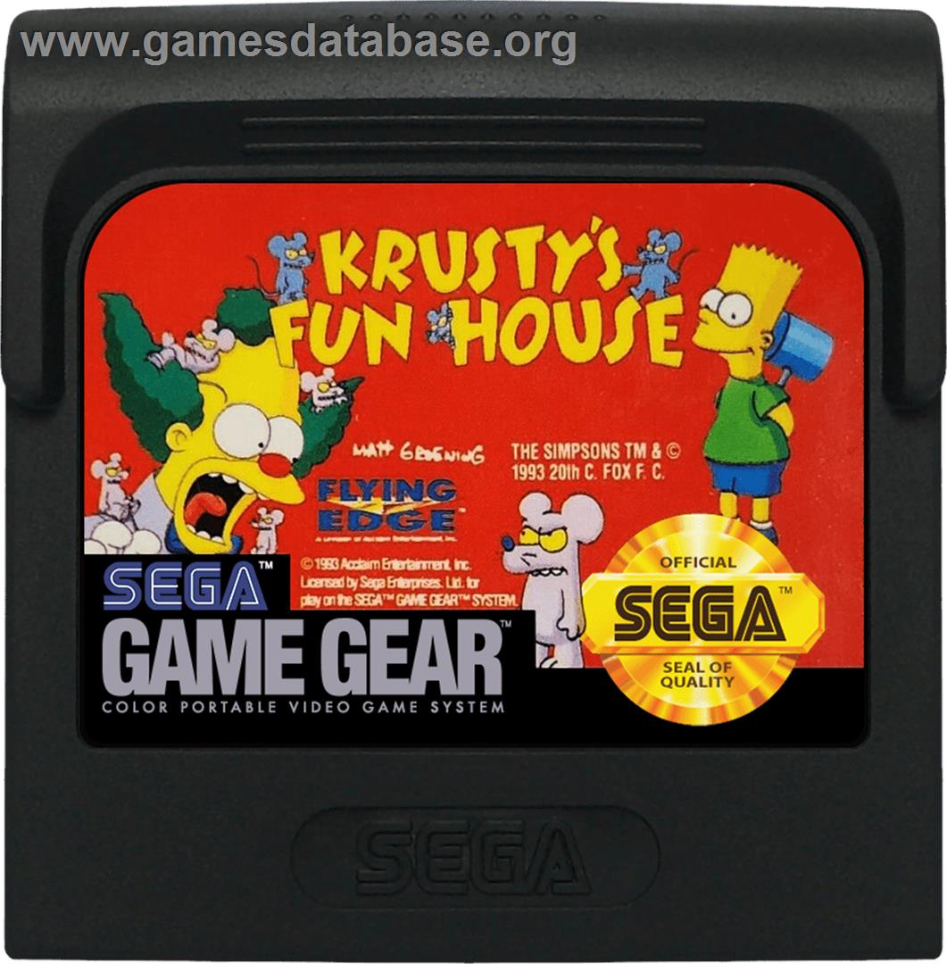 Krusty's Fun House - Sega Game Gear - Artwork - Cartridge