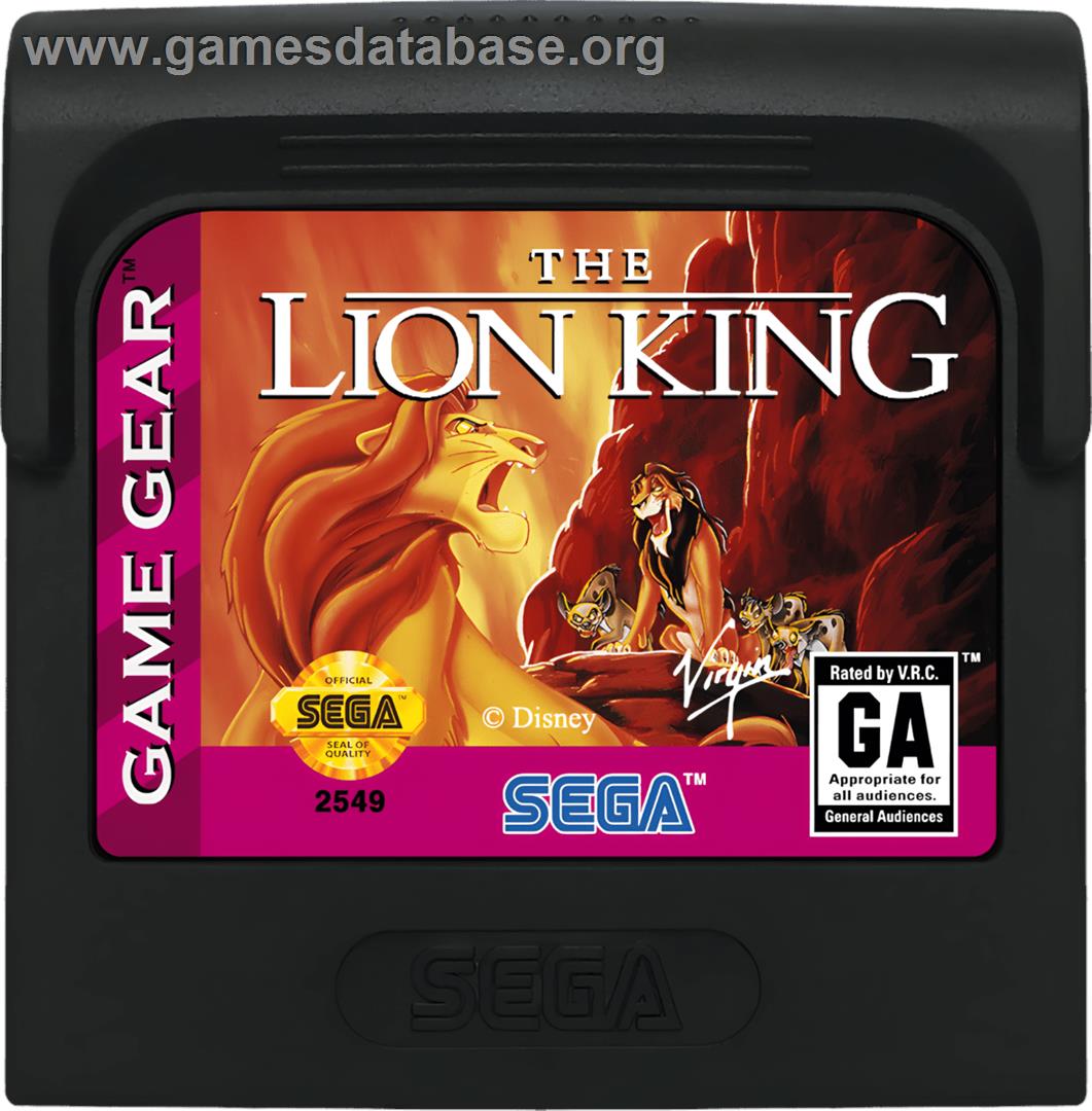 Lion King ,The - Sega Game Gear - Artwork - Cartridge