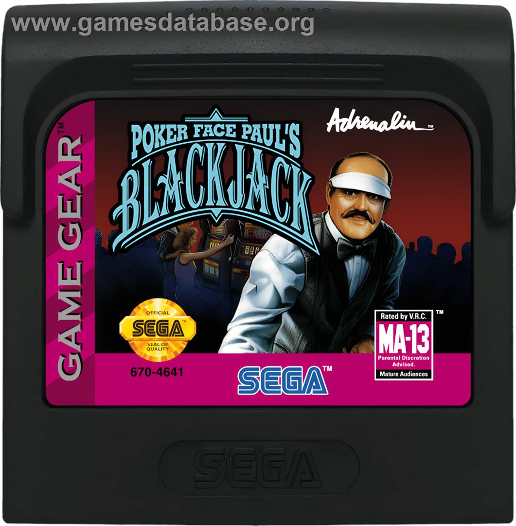 Poker Faced Paul's Blackjack - Sega Game Gear - Artwork - Cartridge