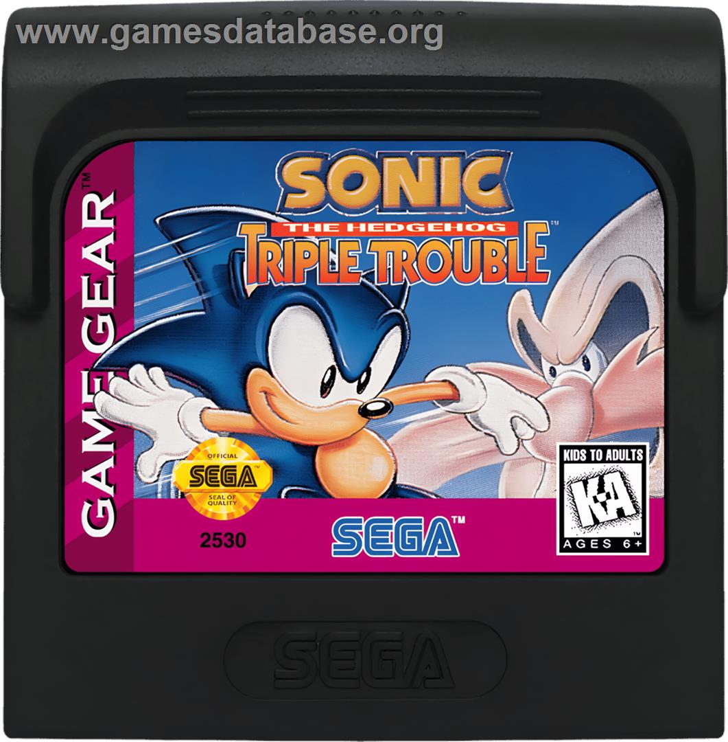 Sonic The Hedgehog - Triple Trouble - Sega Game Gear - Artwork - Cartridge