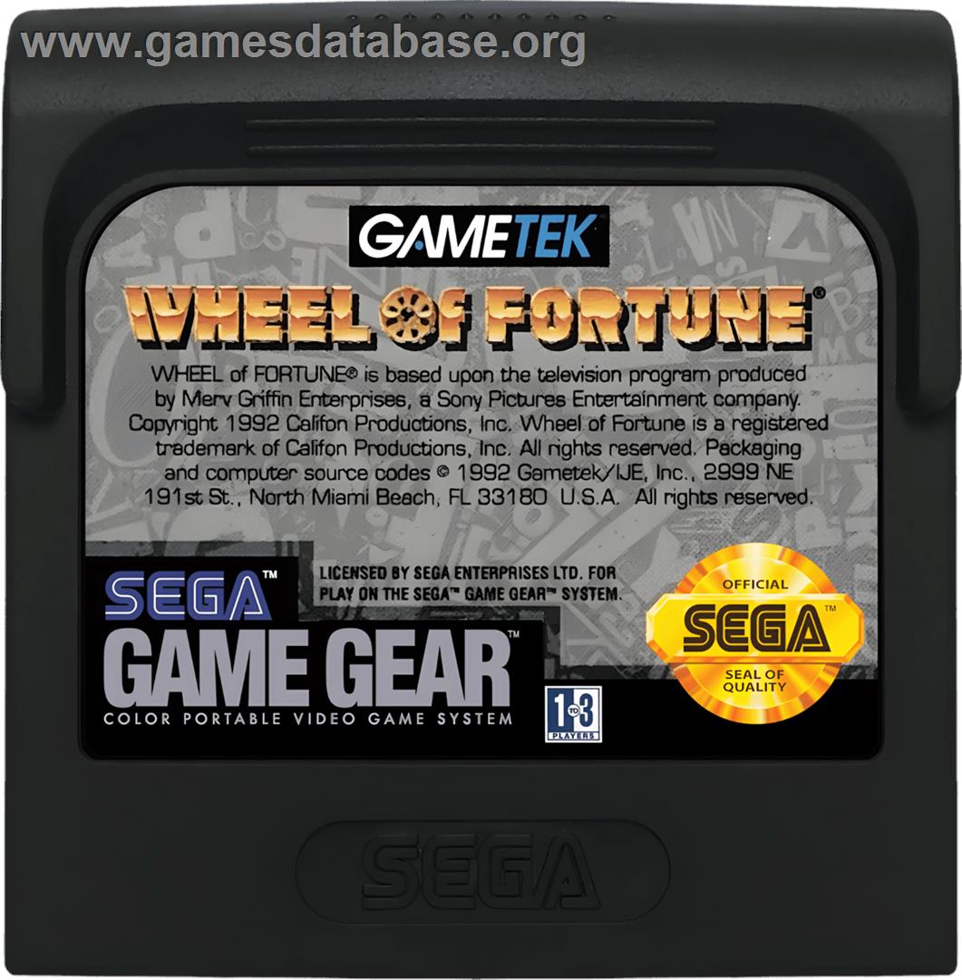 Wheel Of Fortune - Sega Game Gear - Artwork - Cartridge