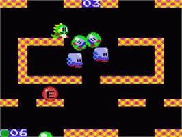 In game image of Bubble Bobble on the Sega Game Gear.
