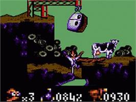 In game image of Earthworm Jim on the Sega Game Gear.