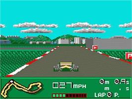 In game image of F1 - World Championship Edition on the Sega Game Gear.