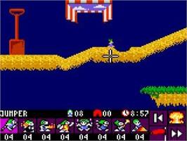In game image of Lemmings 2 - The Tribes on the Sega Game Gear.