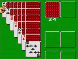 In game image of Poker Faced Paul's Solitaire on the Sega Game Gear.