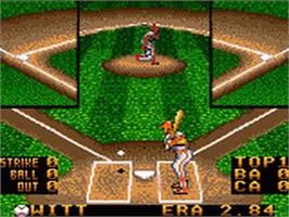 In game image of R.b.i. Baseball '94 on the Sega Game Gear.