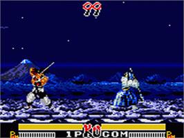 In game image of Samurai Shodown / Samurai Spirits on the Sega Game Gear.