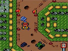 In game image of USHRA Monster Truck Wars on the Sega Game Gear.