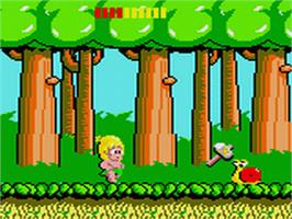 In game image of Wonder Boy on the Sega Game Gear.