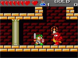 In game image of Wonder Boy - The Dragon's Trap on the Sega Game Gear.