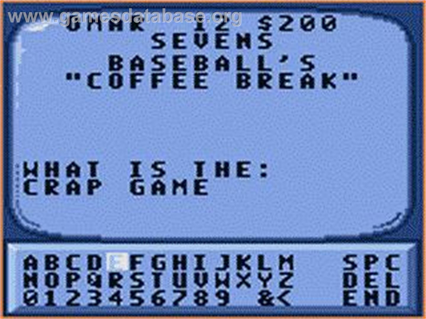 Jeopardy! - Sega Game Gear - Artwork - In Game