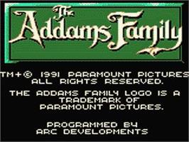 Title screen of Addams Family, The on the Sega Game Gear.