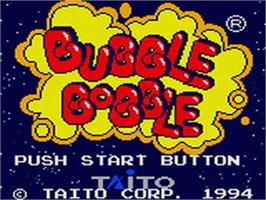 Title screen of Bubble Bobble on the Sega Game Gear.