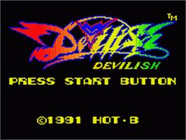 Title screen of Devilish on the Sega Game Gear.