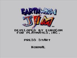 Title screen of Earthworm Jim on the Sega Game Gear.