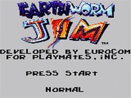 Title screen of Earthworm Jim on the Sega Game Gear.