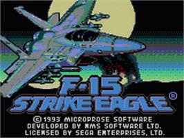 Title screen of F-15 Strike Eagle on the Sega Game Gear.
