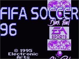 Title screen of FIFA Soccer 96 on the Sega Game Gear.