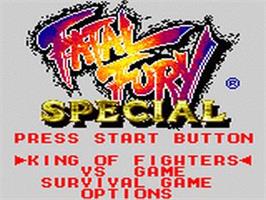 Title screen of Fatal Fury Special on the Sega Game Gear.