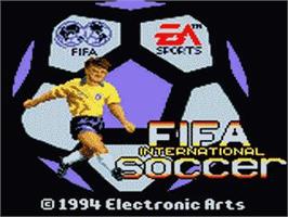 Title screen of Fifa International Soccer on the Sega Game Gear.