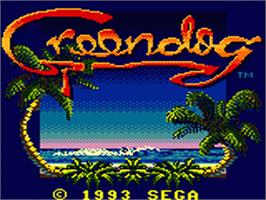 Title screen of Greendog: The Beached Surfer Dude on the Sega Game Gear.