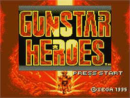 Title screen of Gunstar Heroes on the Sega Game Gear.
