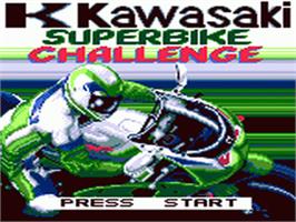 Title screen of Kawasaki Superbike Challenge on the Sega Game Gear.