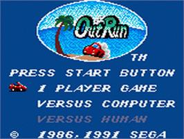 Title screen of Out Run on the Sega Game Gear.