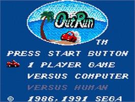 Title screen of Outrun on the Sega Game Gear.