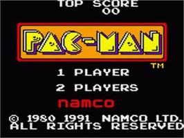 Title screen of Pac-man on the Sega Game Gear.
