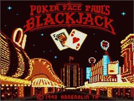 Title screen of Poker Faced Paul's Blackjack on the Sega Game Gear.