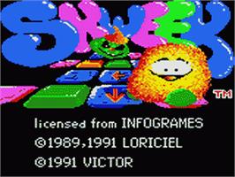 Title screen of Skweek on the Sega Game Gear.