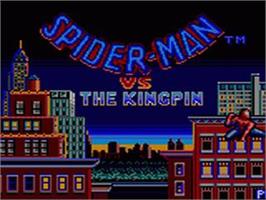 Title screen of Spider-Man on the Sega Game Gear.