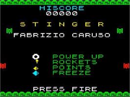 Title screen of Stinger on the Sega Game Gear.