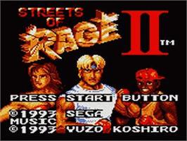 Title screen of Streets Of Rage 2 on the Sega Game Gear.