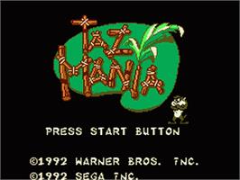 Title screen of Taz-Mania: The Search for the Lost Seabirds on the Sega Game Gear.