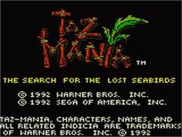 Title screen of Taz-mania on the Sega Game Gear.