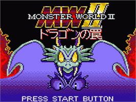 Title screen of Wonder Boy III: The Dragon's Trap on the Sega Game Gear.