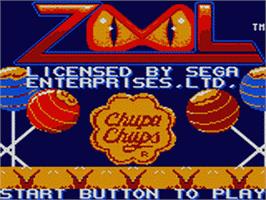 Title screen of Zool on the Sega Game Gear.