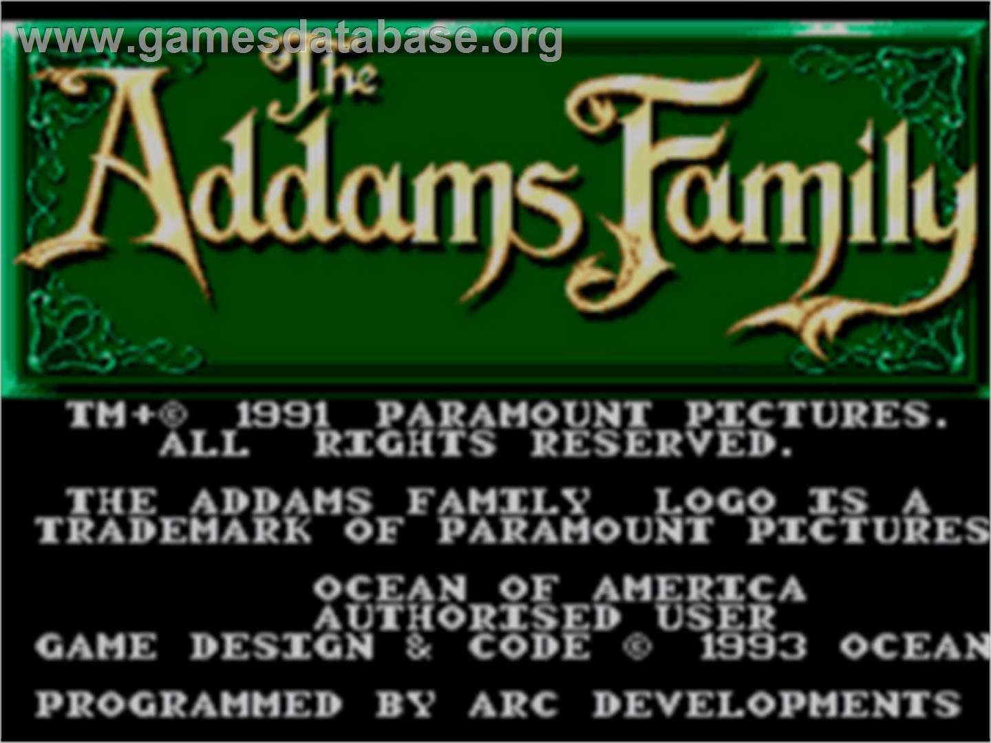 Addams Family, The - Sega Game Gear - Artwork - Title Screen
