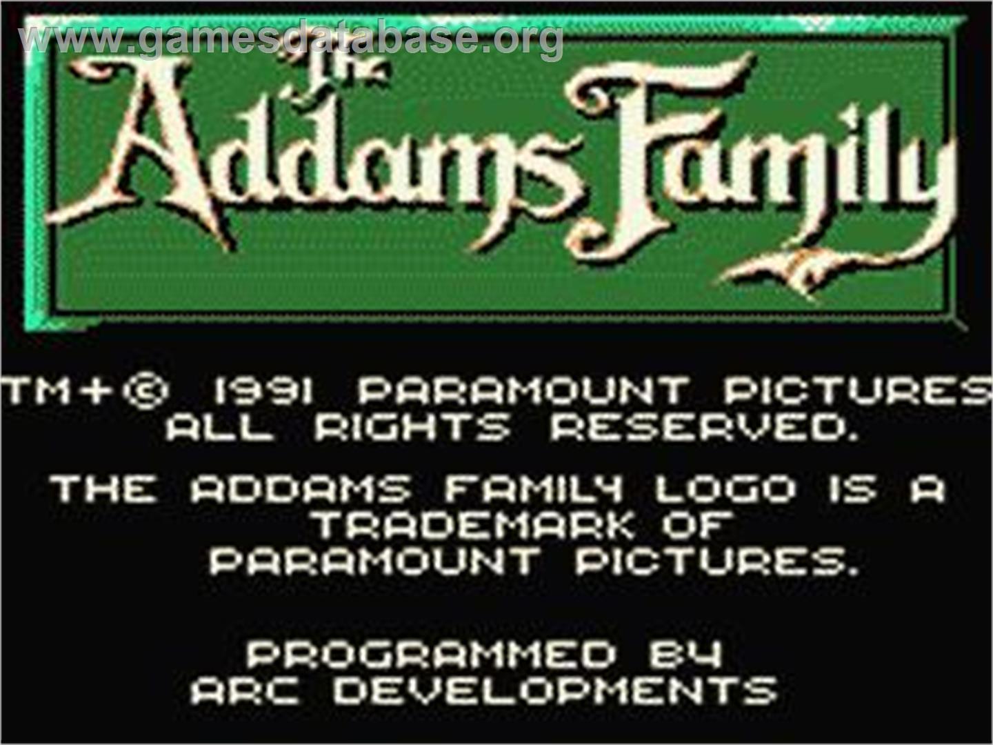 Addams Family, The - Sega Game Gear - Artwork - Title Screen